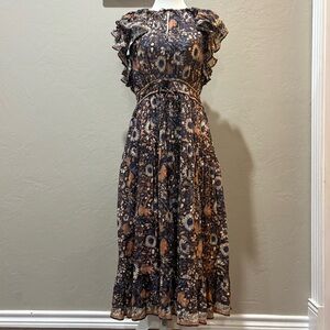 Ulla Johnson Analise Midi Dress Floral Prairie Drawstring Waist Size 10